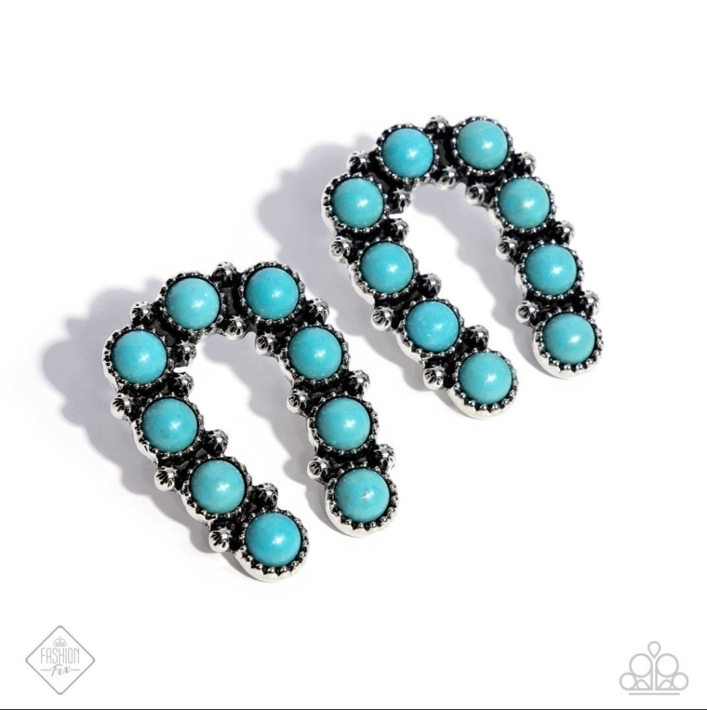 Wild West Wonder Blue Earrings U-Shaped Fashion Jewelry Paparazzi